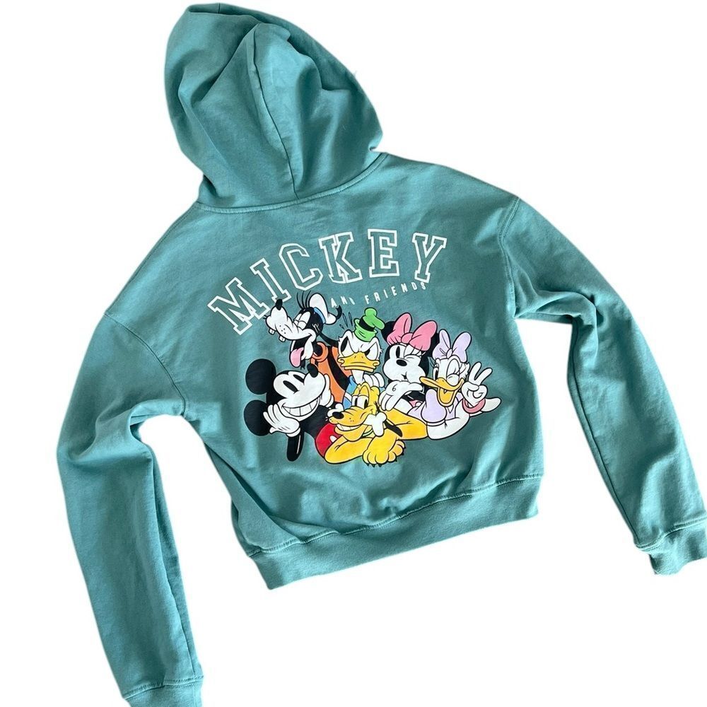 Disney Mickey and Friends soft Aqua Green Zip-Up Hoodie, XS